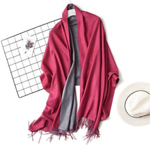 Load image into Gallery viewer, Fashion Winter Solid Soft Scarf Cashmere Lightweight Scarves Shawls Cashmere Escharpe Scarfs Lightweight Shawls Hijabs Shawls Escharpe Elegant Wrap Blanket Bandana Tassel For Lady
