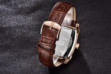 Load image into Gallery viewer, Luxury Business Men's Watches Brown Casual Wrist Leather Strap Waterproof Classic Rectangle Square Watch
