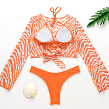 Load image into Gallery viewer, New Bikini Bikini Swimsuit For Women 3 Pieces Set Knot Front Off Shoulder Cover Up with Halter Bikini Sets Bathing Suit Women Swimwear Female Swimsuit Three-pieces Bikini set Halter Bather Bathing Suit Swim Beach Lady
