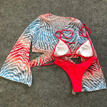 Load image into Gallery viewer, New Bikini Bikini Swimsuit For Women 3 Pieces Set Knot Front Off Shoulder Cover Up with Halter Bikini Sets Bathing Suit Women Swimwear Female Swimsuit Three-pieces Bikini set Halter Bather Bathing Suit Swim Beach Lady
