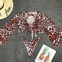 Load image into Gallery viewer, New Bikini Bikini Swimsuit For Women 3 Pieces Set Knot Front Off Shoulder Cover Up with Halter Bikini Sets Bathing Suit Women Swimwear Female Swimsuit Three-pieces Bikini set Halter Bather Bathing Suit Swim Beach Lady
