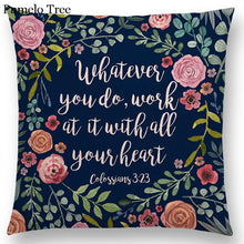 Load image into Gallery viewer, Newest Floral Quotes Decorative Pillow Covers Fresh Flowers Garland Inspirational Words Decorative Cotton Linen Throw Pillow Cushion Covers And Gifts For Women Daughter Mum Best Friend Birthday Home Decorations
