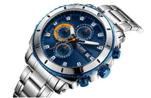 Load image into Gallery viewer, Luxury Men's Business Quartz Watches Blue Fashion Chronograph Elegant Stainless Steel Wristwatches For Man
