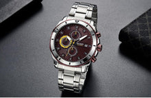 Load image into Gallery viewer, Luxury Men's Business Quartz Watches Blue Fashion Chronograph Elegant Stainless Steel Wristwatches For Man
