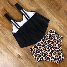 Load image into Gallery viewer, Leopard Bikini High Waist Bikini Animal Print Floral Swimsuit Ruffle Swimsuit Plus Size Swimwear Women Swimsuits for Women Two Piece Bathing Suits Ruffle Tops With High Waist Bottoms Bikini Sets For Teen Girls
