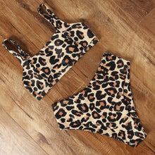 Load image into Gallery viewer, High Waist Bikini Leopard Bikini Women Push Up Swimsuit Women's Leopard Print Swimsuits High Waist Bikini Set 2 Piece Bathing Suits Women Printed Swimwear Tie Dye Summer Swim Beachwear
