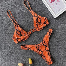 Load image into Gallery viewer, Neon V-bar Underwired Bikini Female Ribbed Swimsuit Women Swimwear Two-pieces Bikini set Push up Bathing Suit
