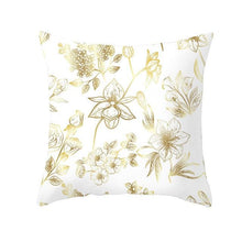 Load image into Gallery viewer, Tropical Leaf Flower Green Yellow Pillowcase Decorative Throw Pillow Case Cushion Cover Gold Stamping Leaves Polyester Cushion Cover Throw Pillow Decorative Cushions Home Decor Pillow Covers
