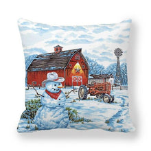 Load image into Gallery viewer, Christmas Pillowcase Holiday Decoration Christmas Santa Pillow Covers Santa Claus Pillow Covers Christmas Sofa Throw Pillow Home Cushion Cover Christmas Snowman Print Pillowcase Letter 45x45CM
