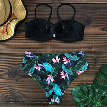 Load image into Gallery viewer, Bikini Female Swimsuit Women Swimwear Push Up Bikinis Set High Waist Swimming Suits Two Piece Set Women Swimsuit Solid Printed Bikini Push-Up Pad Swimwear Set Beachwear Ruffled Bathing Suit
