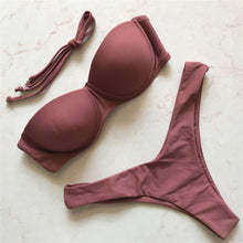 Load image into Gallery viewer, Bikini Push Up Swimsuit Female Swimwear Women's Bathing Suits Push Up Underwire Bikini Set Padded Two Piece Swimsuits Women Two-pieces Durable Bikini Set With Bra Cup Modern Bathing Suit
