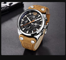 Load image into Gallery viewer, Mens Military Army Watches Analog Chronograph Watch Genuine Leather Strap Sports Casual Waterproof Male Quartz Wristwatch
