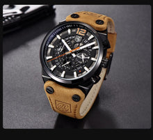 Load image into Gallery viewer, Mens Military Army Watches Analog Chronograph Watch Genuine Leather Strap Sports Casual Waterproof Male Quartz Wristwatch
