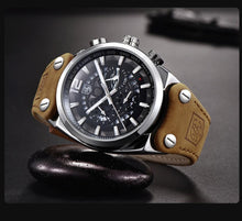 Load image into Gallery viewer, Mens Military Army Watches Analog Chronograph Watch Genuine Leather Strap Sports Casual Waterproof Male Quartz Wristwatch
