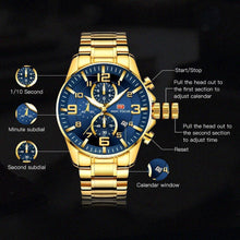 Load image into Gallery viewer, Luxury Gold Mens Watches Elegant Stainsteel Steel Strap Waterproof Sport Analog Quartz Luminous Hands Watch
