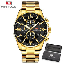 Load image into Gallery viewer, Luxury Gold Mens Watches Elegant Stainsteel Steel Strap Waterproof Sport Analog Quartz Luminous Hands Watch
