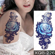 Load image into Gallery viewer, Womens Waterproof Temporary Tattoo Sticker Blue Flower Luxury Big Tatoo For Body Arm

