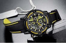 Load image into Gallery viewer, Modern Men's Black Quartz Watches Sports Silicone Strap Luminous Hands Wristwatch Luxury Waterproof Analog Watch
