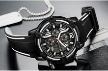 Load image into Gallery viewer, Modern Men's Black Quartz Watches Sports Silicone Strap Luminous Hands Wristwatch Luxury Waterproof Analog Watch

