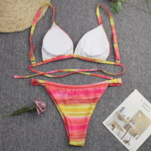Load image into Gallery viewer, Bikini Women Push Up Swimsuit 3 Piece Bikini Set With Cover Up Women's Fashion 3 Piece Tie Dye Top Bikini Set Swimsuit Cover Up Skirt Swimwear Push Up Bather Swim Wear
