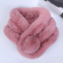 Load image into Gallery viewer, New Winter Solid Color Warm Thicken Soft Collar Scarf Faux Rabbit Fur Neckerchief Plush Warm Hot Scarfs Cross Collar Scarf Shawl Solid With Pearl Elegant For Women

