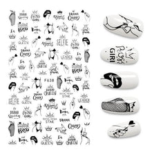 Load image into Gallery viewer, The New 3D Nail Sticker Cool English Letter stickers for nail  Foil Love Heart Design Nails Accessories Fashion Manicure Sticker Stickers Girls Manicure Decoration Nail Art Supplies 3D Self-Adhesive Nail Decals Designer Nail Stickers for Acrylic Nails
