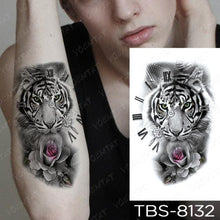 Load image into Gallery viewer, Black Sketchs Flowers Waterproof Temporary Tattoo Sticker Chest Flash Tattoo Wolf Diamond Flower Body Art Arm Fake Tattoo For Womens Men
