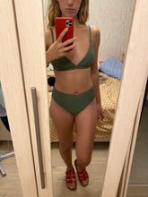 Load image into Gallery viewer, Bikini Swimwear Swimsuit Women Solid Bathing Suit Bikini Set With Pad Female High Waist Beachwear Women Bikini Swimsuits 2 Piece Deep V Neck Swimwear Adjustable Strap Back Bathing Suits
