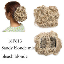 Load image into Gallery viewer, Trending LARGE Comb Clip In Curly Hair Extension Synthetic Hair Pieces Chignon Women Updo Cover Hairpiece Extension Hair Bun Clip in Hair Extension For Volumized Hair Buns For Girls
