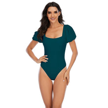 Load image into Gallery viewer, Bikini New 2 Piece Women Swimsuit Women's High Waist Bikini Set Fashion Puff Sleeve Swimwear Set Bathing Suits Solid Color Short Puff Sleeve Summer High Waist Cut Backless Bathing Suit Beachwear
