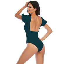 Load image into Gallery viewer, Bikini New 2 Piece Women Swimsuit Women's High Waist Bikini Set Fashion Puff Sleeve Swimwear Set Bathing Suits Solid Color Short Puff Sleeve Summer High Waist Cut Backless Bathing Suit Beachwear
