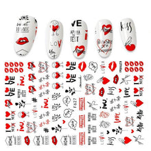 Load image into Gallery viewer, The New 3D Nail Sticker Cool English Letter stickers for nail Foil Love Heart Design Fashion Manicure Stickers Girls Manicure Decoration Nail Art Supplies 3D Self-Adhesive Nail Decals Designer Nail Stickers for Acrylic Nails
