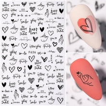 Load image into Gallery viewer, Alphabet Love Shaped  Pattern 3D Nail Stickers Slider Valentine Day Decals Foil For Love Nail Art Decoration Pop Art Nail Stickers Sexy Girl Designs Comics Water Transfer Decals Manicure Lips Nail Art Decorations Slider Nail Art Stickers
