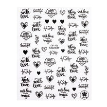 Load image into Gallery viewer, Alphabet Love Shaped  Pattern 3D Nail Stickers Slider Valentine Day Decals Foil For Love Nail Art Decoration Pop Art Nail Stickers Sexy Girl Designs Comics Water Transfer Decals Manicure Lips Nail Art Decorations Slider Nail Art Stickers
