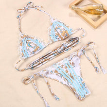 Load image into Gallery viewer, Fashion Swimwear Women Bikini Sets Women Lace Up Two Piece String Bikinis Beach Swimsuit Triangle Bathing Suit Side Tie Swimwear String Swimming Suit For Women Bathing Suit Micro Halter String Triangle Bikini
