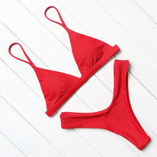 Load image into Gallery viewer, Bikini Swimwear Women Swimsuit Push Up Micro Bikinis Set Swimming Bathing Suit Beachwear Summer Thong Bottom Two Piece Bikini Double Shoulder Straps Cute Swimsuit Triangle Bathing  Bikini
