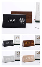 Load image into Gallery viewer, Digital Clock LED Wooden Alarm Clock Digital Alarm Clock with Wooden Electronic LED Time Display 3 Alarm Settings Humidity &amp; Temperature Detect Wood Made Electric Clocks Table Sound Control Electronic Clocks Desktop USB/AAA Powered Home Table Decor
