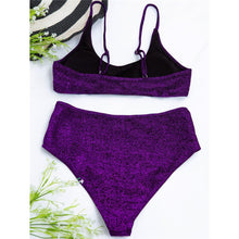 Load image into Gallery viewer, Glitter Sparkling Female Swimsuit High Waist Bikini Women's High Waist Bikinis Party Glitter Scoop Neck Crop Top Swimsuits Two Piece Bathing Suit Women Swimwear Two-pieces Bikini Set Summer Swim Suit
