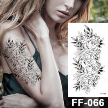 Load image into Gallery viewer, Waterproof Temporary Black Tattoo Sticker Peony Flower Snake Sketch Luxury Big Tattoo For Womens
