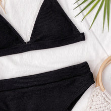 Load image into Gallery viewer, Bikini Swimwear Swimsuit Women Solid Bathing Suit Bikini Set With Pad Female High Waist Beachwear Women Bikini Swimsuits 2 Piece Deep V Neck Swimwear Adjustable Strap Back Bathing Suits
