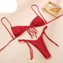 Load image into Gallery viewer, Halter Bikinis Swimsuit String Bikini Swimsuit for Women Triangle Tie Side Adjustable Swimsuit Bathing Suit 2 Piece Set New 2 Piece Swimwear High Cut Bikini Set Print Bandage Beachwear
