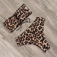 Load image into Gallery viewer, Bandage Bikini Swimwear Women Swimsuit High Waist Bikini Set Bathing Suit Push Up Women's Spaghetti Strap Bandeau Lace Up High Waist 2PCS Bikini Set
