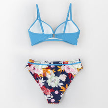 Load image into Gallery viewer, Push Up Floral Bikini Sets Women Two Pieces Swimsuits Women's Bathing Suits Push Up Halter Bandage Bikini Floral Printing Swim Bottoms Two Piece Swimsuits New Girl Beach Bathing Suits Swimwear
