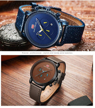 Load image into Gallery viewer, Fashion Multifunctional Mens Watches Sport Quartz Round Analog Watches Modern Leather Strap Design

