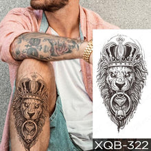 Load image into Gallery viewer, Elegant Black Waterproof Temporary Tattoo Sticker Lion Tiger Bear Flash Tattoos Leopard Wolf Colorful Big Tattoo Stickers For Mens Womens

