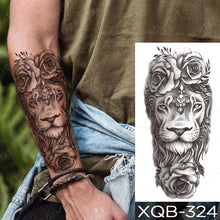 Load image into Gallery viewer, Elegant Black Waterproof Temporary Tattoo Sticker Lion Tiger Bear Flash Tattoos Leopard Wolf Colorful Big Tattoo Stickers For Mens Womens
