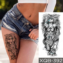 Load image into Gallery viewer, Elegant Black Waterproof Temporary Tattoo Sticker Lion Tiger Bear Flash Tattoos Leopard Wolf Colorful Big Tattoo Stickers For Mens Womens
