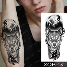 Load image into Gallery viewer, Elegant Black Waterproof Temporary Tattoo Sticker Lion Tiger Bear Flash Tattoos Leopard Wolf Colorful Big Tattoo Stickers For Mens Womens
