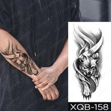 Load image into Gallery viewer, Elegant Black Waterproof Temporary Tattoo Sticker Lion Tiger Bear Flash Tattoos Leopard Wolf Colorful Big Tattoo Stickers For Mens Womens
