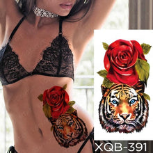 Load image into Gallery viewer, Elegant Black Waterproof Temporary Tattoo Sticker Lion Tiger Bear Flash Tattoos Leopard Wolf Colorful Big Tattoo Stickers For Mens Womens
